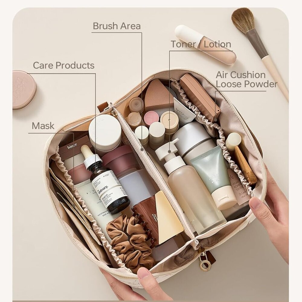 Travel Makeup Bag, Large Capacity Cosmetic Bags for Women, Waterproof Portable P - Picture 2 of 8